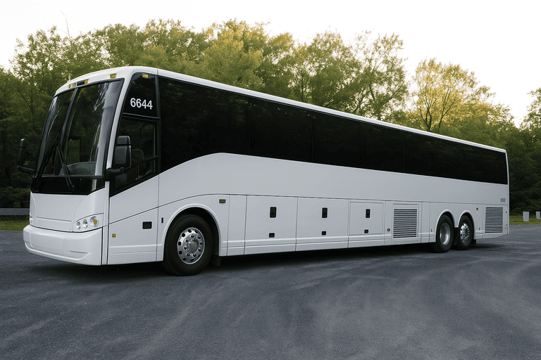 exterior of Charter Bus Rental Sunrise coach bus
